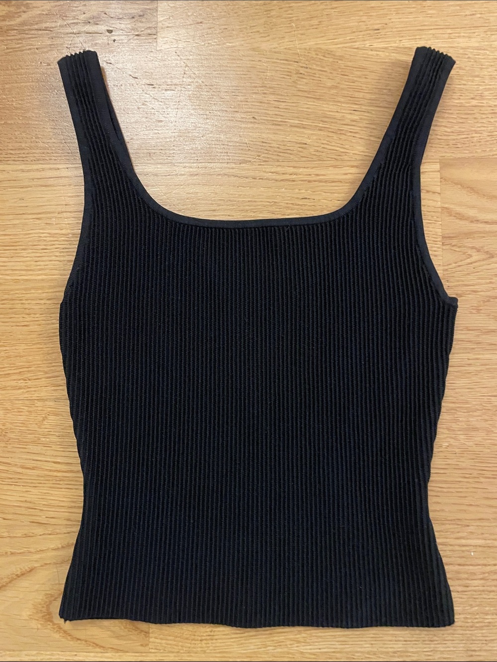 Aritzia Scuplt Knit Classic Ribbed Square-Neck Tank Top - Black